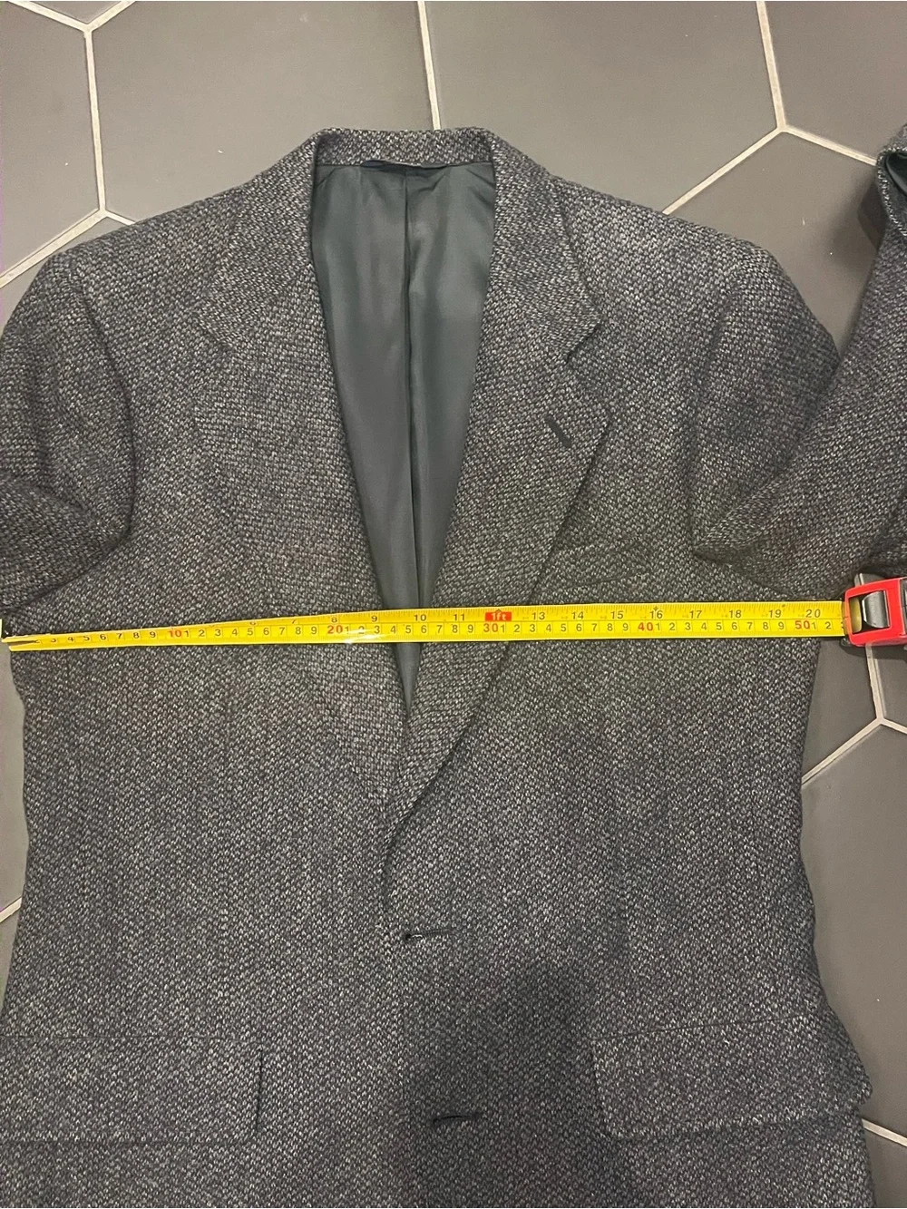 Men's Vintage Kuppenheimer Dark Charcoal Tweed Blazer with Brown Elbow Patches